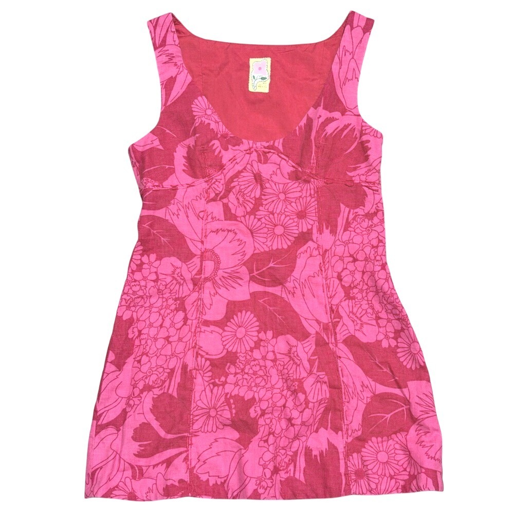 Free People Mini Dress Womens Size 4 Pink Red Tropical Floral Hawaiian Vacation